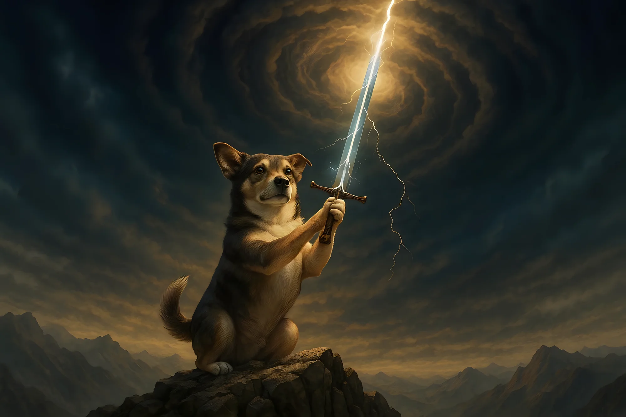 Binx wielding the legendary sword