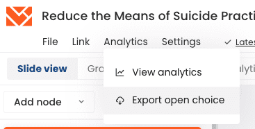 Screenshot of How to Export Crowdsourced choices from a scenario in Mazetec software