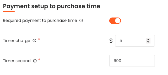 Payment setup tp purchase time